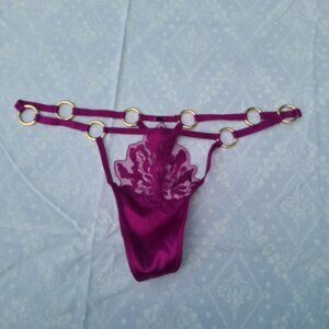 Victorias Secret V-String Panty - Pink Magenta Hardware - Size Large